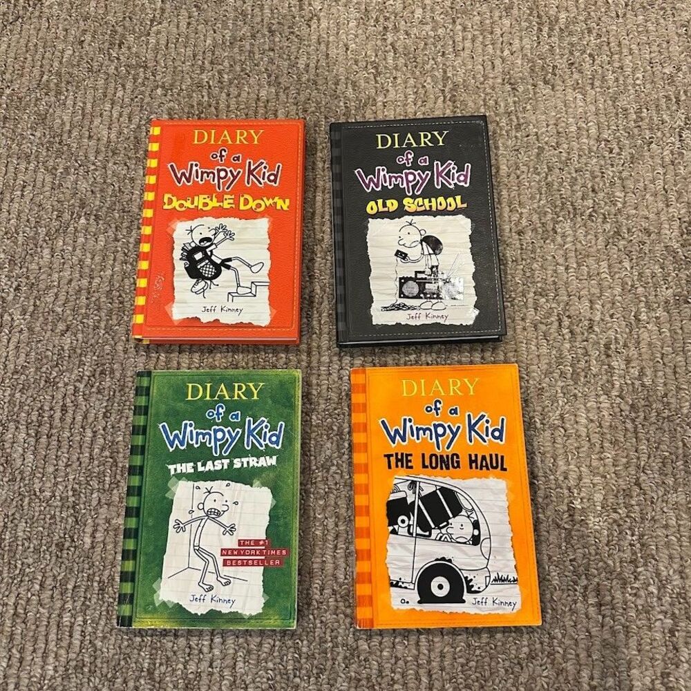 Diary of a Wimpy Kid- 4 Book Set- Double Down, Old School, Last Straw, Long Haul